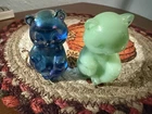 Pair Of Fenton Mini Bears 2 1/4 Inch Tall Rare
