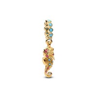 Pandora Charm 763895C01 TüRkises Seepferdchen Charm-AnhäNger 14K Vergoldet