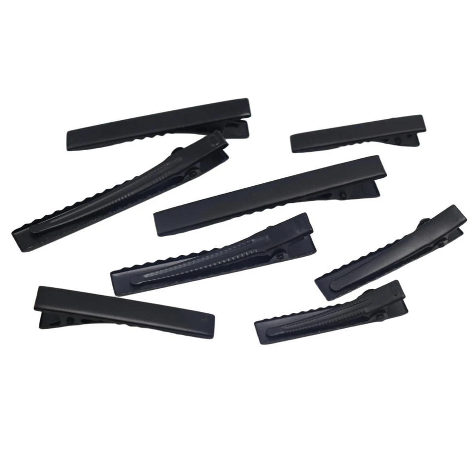 Hágalo usted mismo Pinzas para el cabello de cocodrilo negro mate -30 mm-66 mm Clips en blanco con dientes Foto 4 de 4