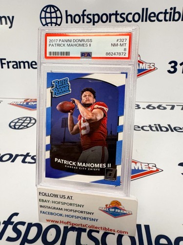 2017 PANINI DONRUSS PATRICK MAHOMES RATED ROOKIE #327 PSA 8