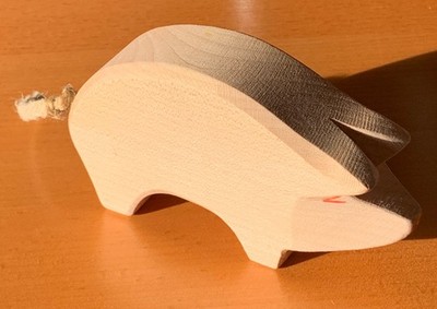 Original Ostheimer Tierfigur Schwein rosa Rüssel tief 10903 Höhe 5,7 CM