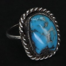 VTG Sterling Silver - NAVAJO Braided Turquoise Statement Ring Size 3.5 - 3g