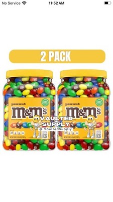 M&M S Peanut Chocolate Candy 2 Pack 62 oz Jars   Resealable Party Size Fresh