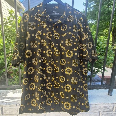 Harry Potter Universal Studios Wizarding World Spell Symbols Camp Shirt Mens XL