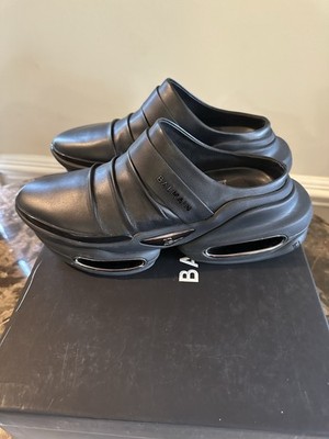 Balmain Black Leather Mule/Sides Size 39 US8.5/9