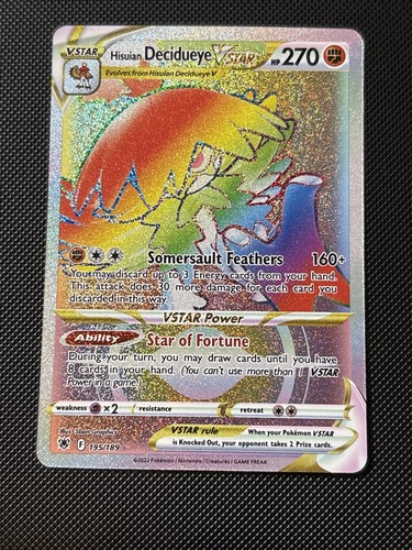 HISUIAN DECIDUEYE VSTAR 195/189 ASTRAL RADIANCE POKEMON RAINBOW SECRET