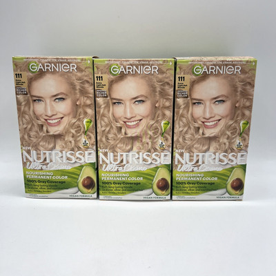 Garnier Nutrisse Nourishing Hair Color 111 Extra Light Ash Blonde White 3 Pack