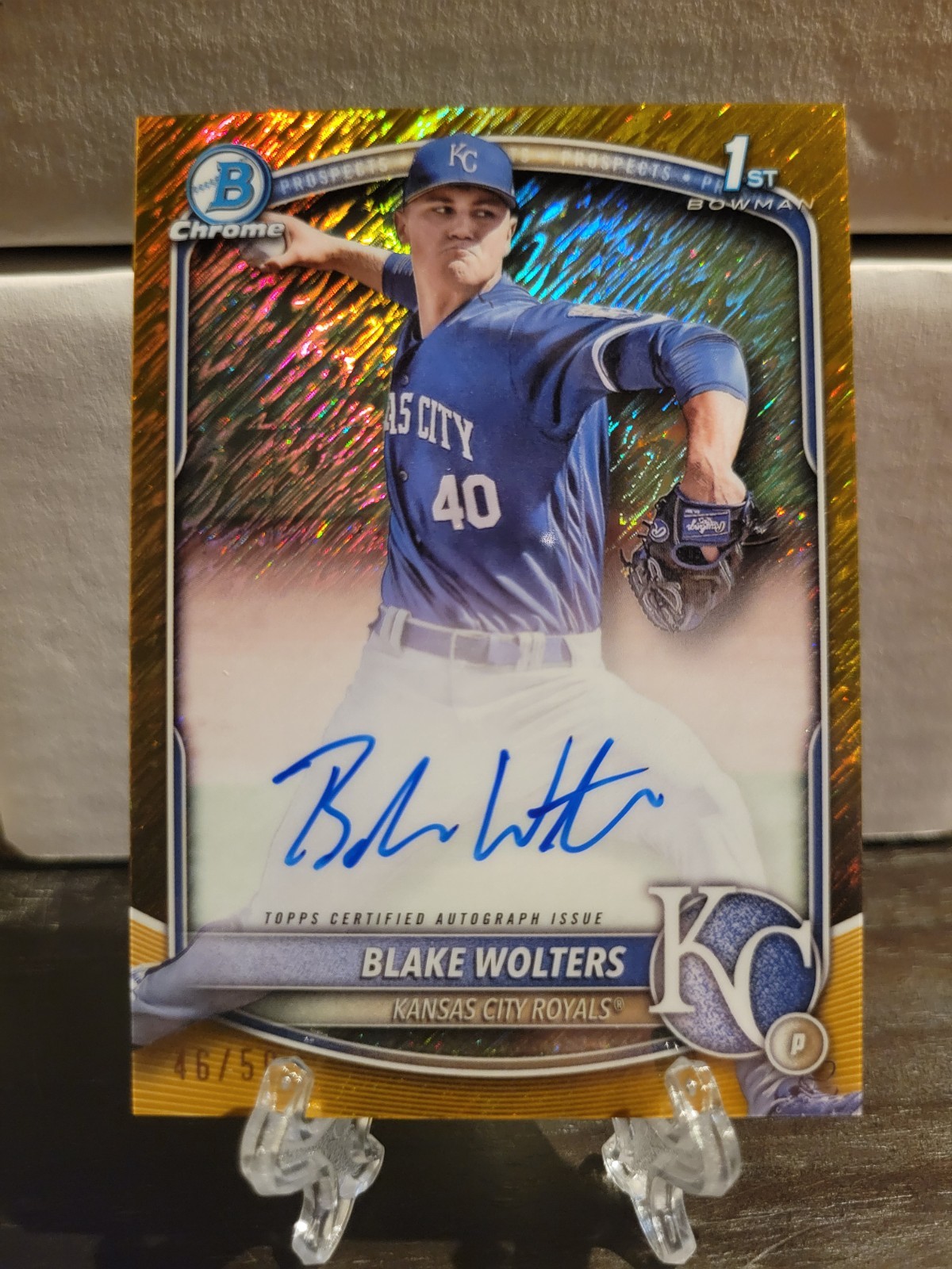 2025 Bowman Chrome Blake Wolters 1st Gold Shimmer Auto /50