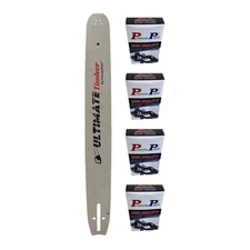 20" Chainsaw Guide Bar And 4 Pack Full Skip Chisel Chain Combo  3/8" .050" 72DL