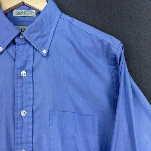 L.L.Bean Oxford Shirt Mens 15.5 35 Blue Button Down Long Sleeve Cotton Blend - Picture 10 of 12