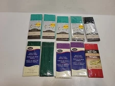 Lot Of 10 New Single Fold Bias Tape Sewology Wrights 1/2" .5 Wide Aqua Black Red