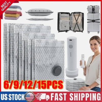 Cordless Travel Vacuum Bag Set with Rechargeable Pump for Bedding and Clothing
