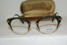 New Authent Miu Miu Eyeglasses 52P Pale Gold/Matte Black 1AB 48-23 W Origin Case
