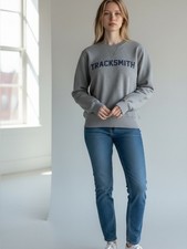 Tracksmith Crewneck Sweatshirt Size Small Gray Logo Running Pullover Hare