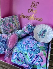 Lilly Pulitzer BE THE SUNSHINE BOX Complete Set BATH Gift BRUSH Towel Wrap New