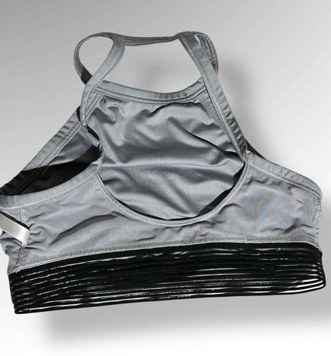 Victoria Secret Sport Bra Large Grey Black Keyhole Full Coverage High Neck Mesh - Picture 6 of 8