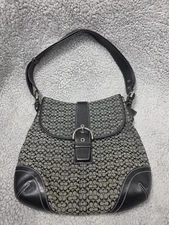 Coach K3M 6376 Black Signature Canvas Leather Adjustable Shoulder Bag