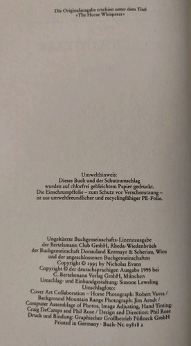 Nicholas Evans: Der Pferdeflüsterer Roman Gebundene Ausgabe Zustand Sehr Gut - Foto 2 di 3