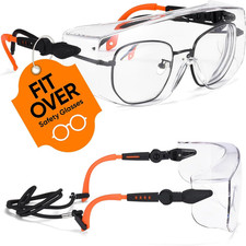 Safety Glasses over Eyeglasses Fit over Eyewear,Ansi Z87 Certified,Clear Anti-Sc