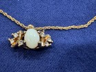 Costume Opal Gold Tone Pendant Chain Necklace With Matching Earrings & Ring — photo 4