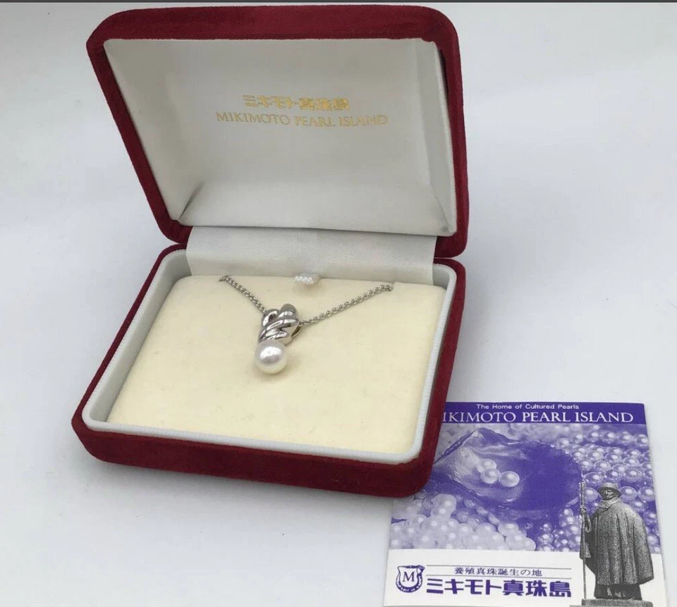 Collar de perlas Mikimoto Akoya de 7 mm de plata de ley 925 con caja original como nuevo Foto 2 de 4
