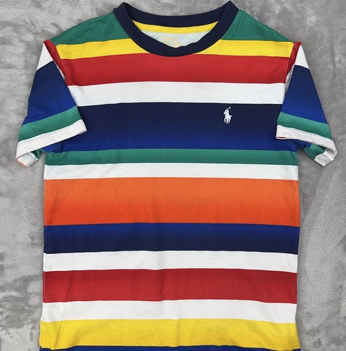 POLO RALPH LAUREN T-Shirt Boy’s Small (8) Bold Striped Cotton Colorful Pony Logo - Picture 2 of 21