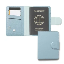 Leatherette Passport Holder with RFID Protection, Premium PU Leather, Snap Bu...