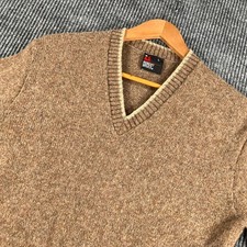 Vintage Robert Bruce Wool Sweater Mens Large Brown Long Sleeve V Neck Casual