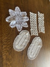 LOT A - Vtg crocheted dresser doilies varies shapes and thickness, GrandmaCore