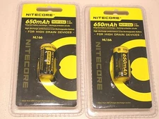 2 pc GENUINE NITECORE RCR123A  RECHARGEABLE Li-ion BATTERY 16340 NL166 3.7v  