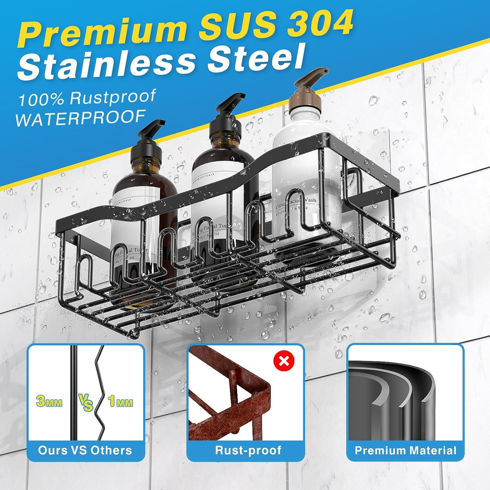 5-Pack Adhesive Shower Caddy Organizer for Bathroom Storage and Home Decor