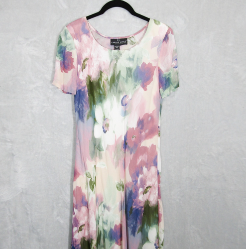 Carole Little Dress Women’s Medium Vintage Maxi Layered Chiffon Round Neck USA