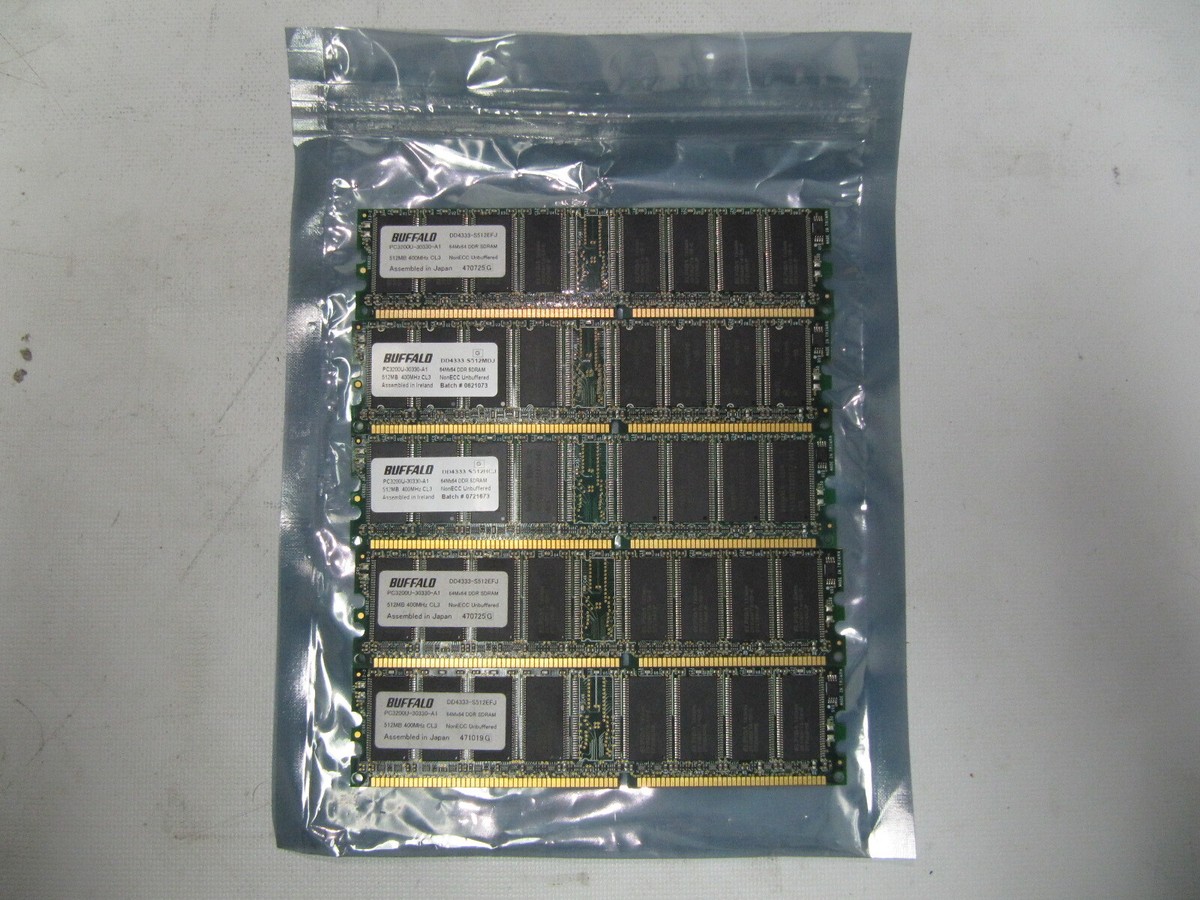 LOT OF 5) Buffalo DDR1 RAM 512MB PC-3200 400MHz DD4333-S512MDJ | eBay