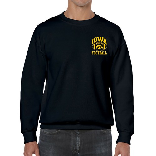 Iowa Hawkeyes Football Arch Left Chest Crewneck Sweatshirt - Black - Picture 4 of 6