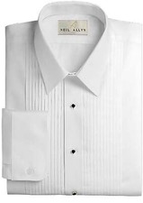 Neil Allyn Women's Laydown Collar Tux Shirt with 1/4" Pleats and Barrel Cuffs