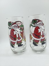 VTG Coca Cola 1994 McCrory Stores Drinking Glass Santa Claus LOOK NEW set of 2