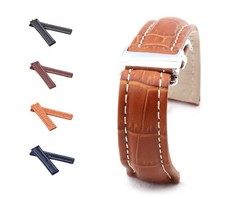 BOB Alligator Style Deployment Strap for Breitling, 20-24 mm, 4 colors, new 