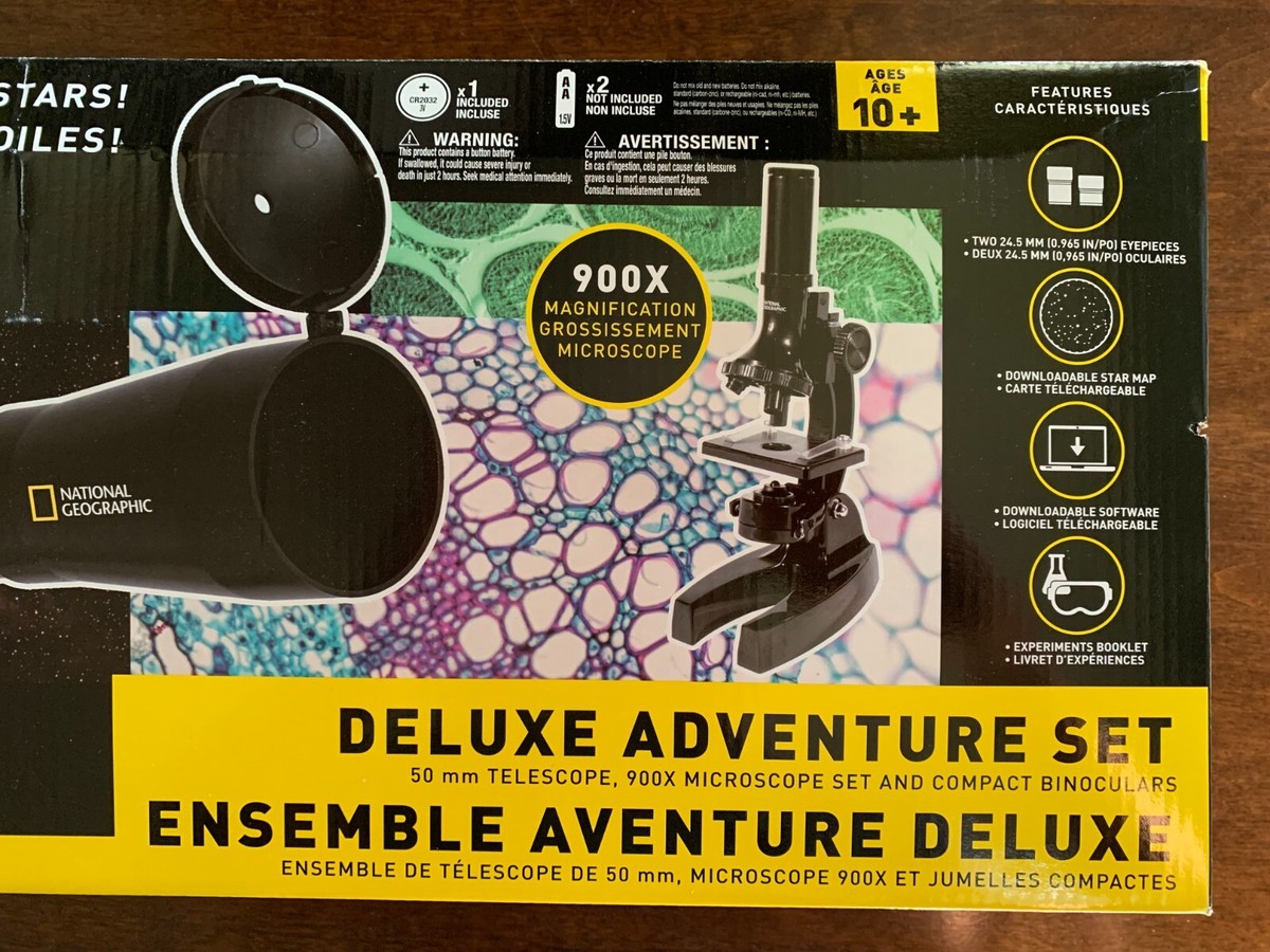 Deluxe Adventure Set Telescope 50mm Microscope 900x + Binoculars