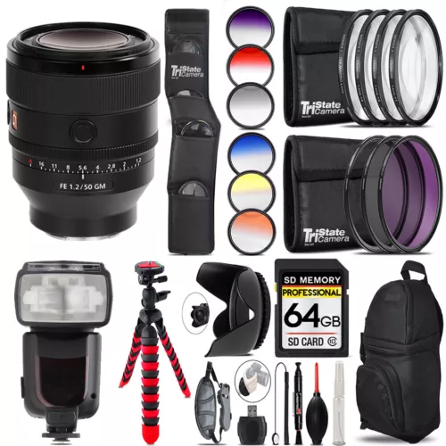 Sony FE 50mm f/1.2 GM Lens (Sony E) +13 Piece Filter & More- 64GB Kit