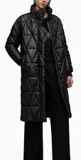 All Saints Leather Bon Puffer Coat. Black Size Uk 12