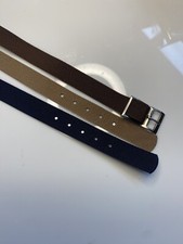 3 Watch Straps 12mm Unisex Watch band Military Buckle Nylon Wrist Navy Brown