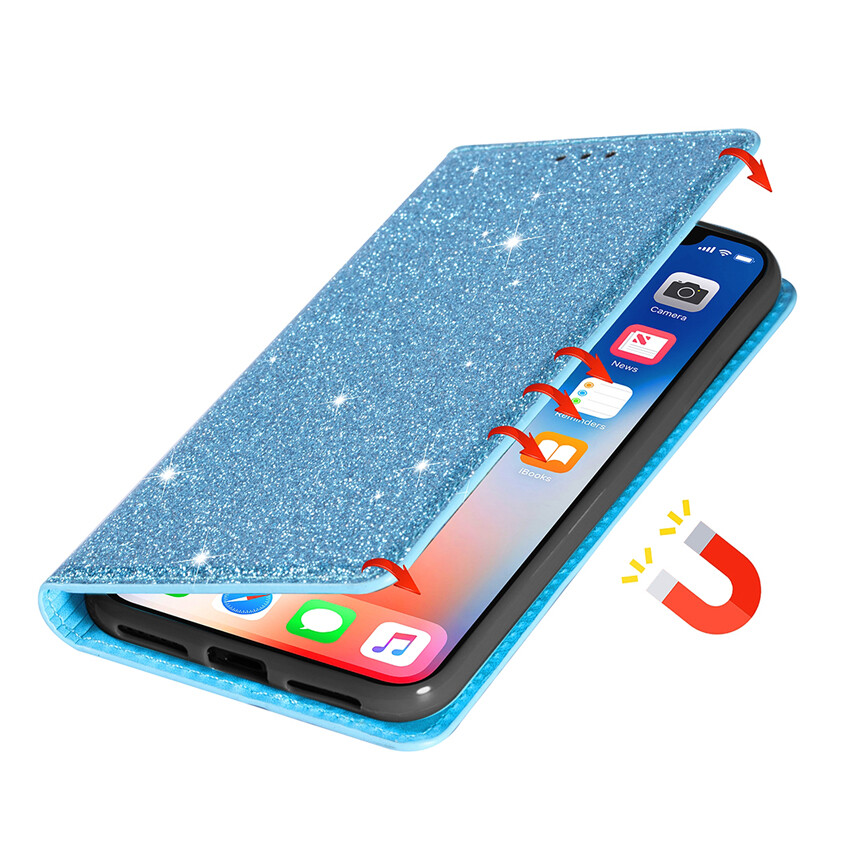 Custodia Portafoglio Glitter Con Bling Per IPhone 16 Pro Max