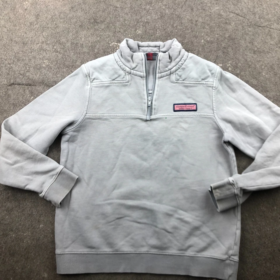 Suéter Vineyard Vines Niñas Grande Gris Sólido 1/4 Cremallera Preppy Informal Pullover* Foto 2 de 4