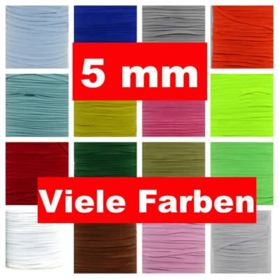 MARKENLOS Gummiband 5mm farbig Gummilitze Wäschegummi Wäscheband Hosengummi Maskengummi