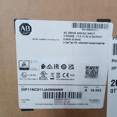 20F11NC011JA0NNNNN Allen-Bradley PowerFlex 753 AC Drive 5.5kW 20F11NC011JA0NNNNN