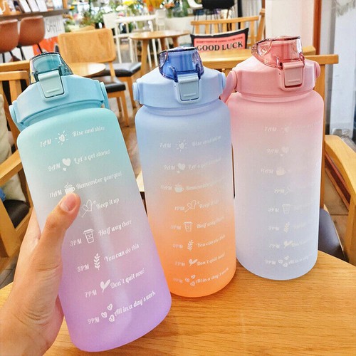 2L Sports Water Bottle Large Capacity Straw Time Motivational Cup Fitness Jugs - Picture 5 of 16