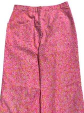 LILLY PULITZER Vintage 1960s Women's Pink Heart Orange Flower Pants - Sz XS/S