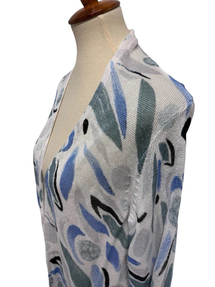 ALFANI Mujer Cárdigan Ligero Mezcla Lino Frente Abierto Talla L Foto 4 de 4