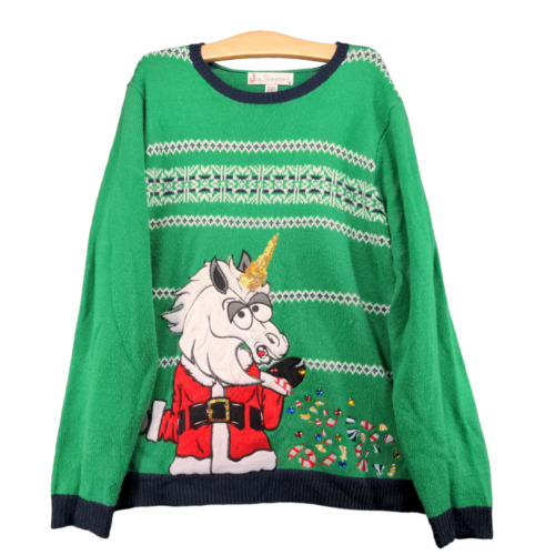Jolly Sweaters Ugly Christmas Sweater Unicorn San… - image 1