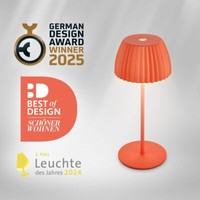 Riffle Mini Led Tischlampe Akku Tischleuchte Dimmbar Kabellos Touch IP44 Orange